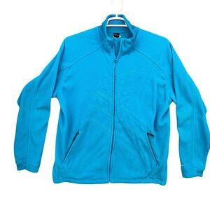 Oakley Icon Full Zip Fleece Jacket Electric Blue Embroidered Mock Neck Women L